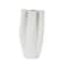 White Ceramic Abstract Ribbed Dimensional Folded Vase with Floral Shaped Rim
